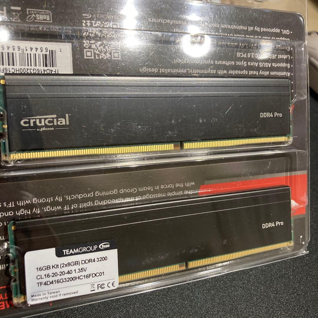 crucial DDR4-3200 16GB 2枚　メモリー