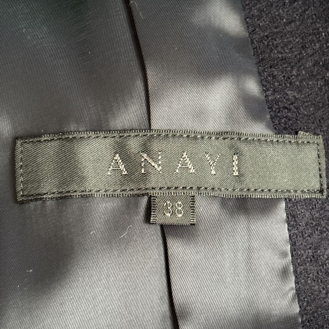 ANAYI ウール100％ ネイビージャケット ウエスト切替 ペプラム風 美品