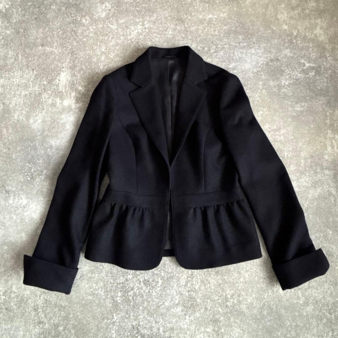 ANAYI ウール100％ ネイビージャケット ウエスト切替 ペプラム風 美品