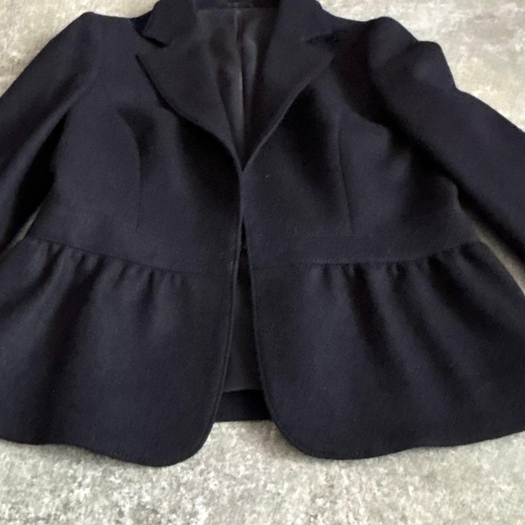 ANAYI ウール100％ ネイビージャケット ウエスト切替 ペプラム風 美品