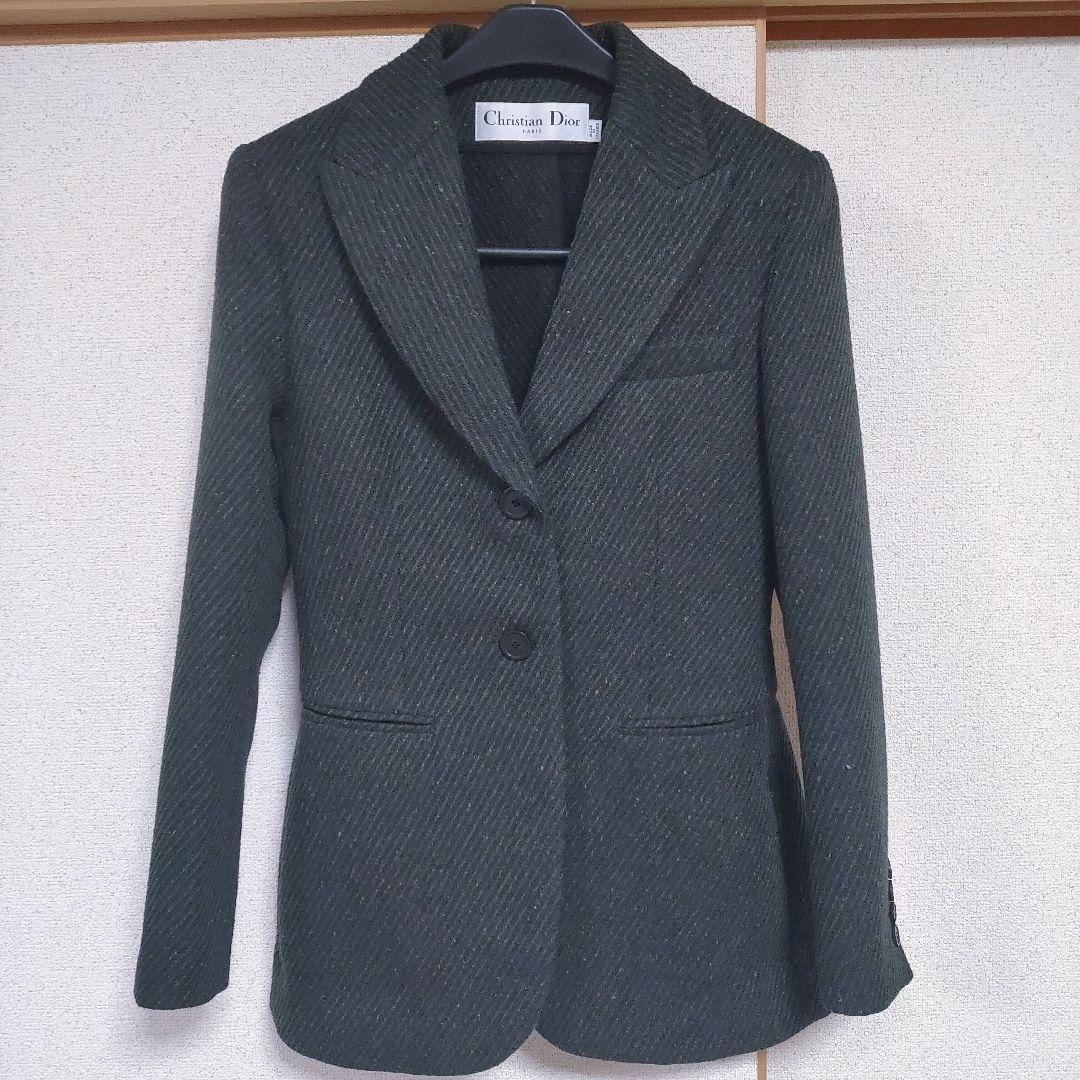 未使用 シルク混 Christian Dior テーラードジャケット カーキ