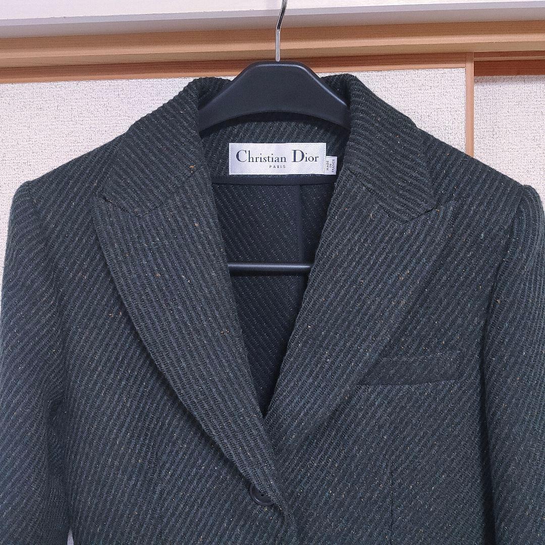 未使用 シルク混 Christian Dior テーラードジャケット カーキ