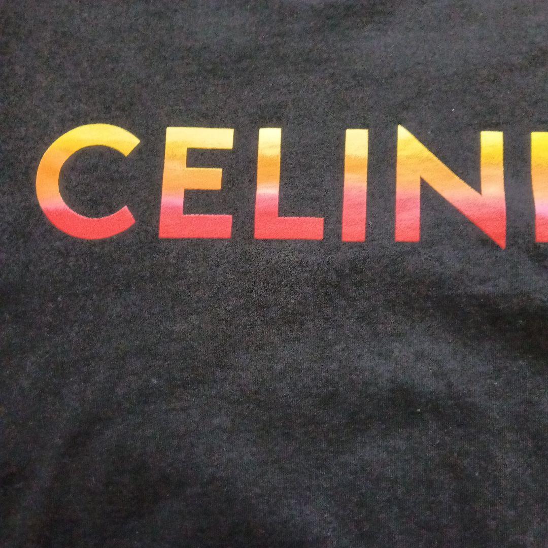 CELINE 黒 Tシャツ グラデーションロゴS