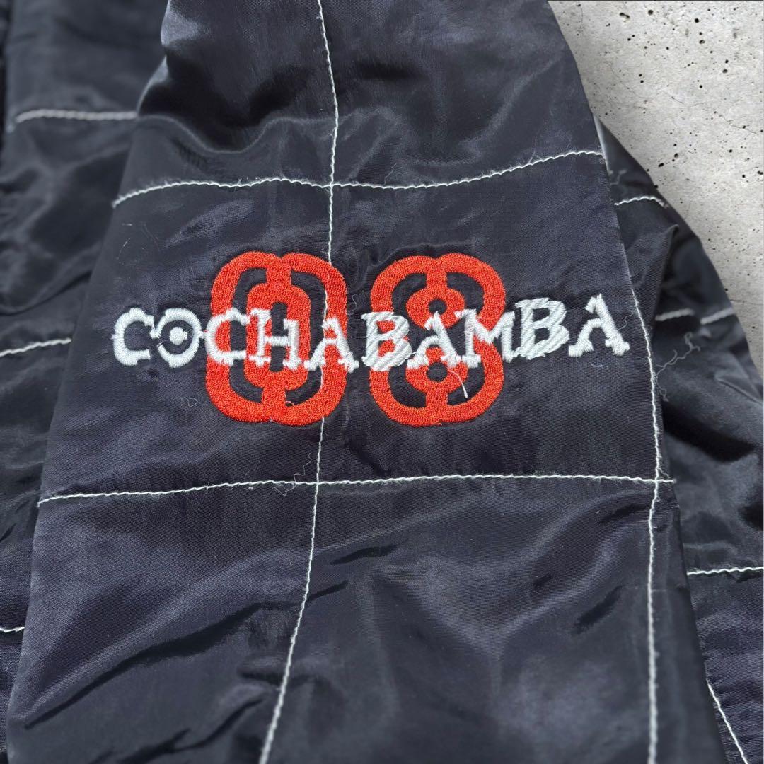 マナティ古着ビンテージレーシングジャケットM黒ブラックナイロン中綿刺繍ロゴ