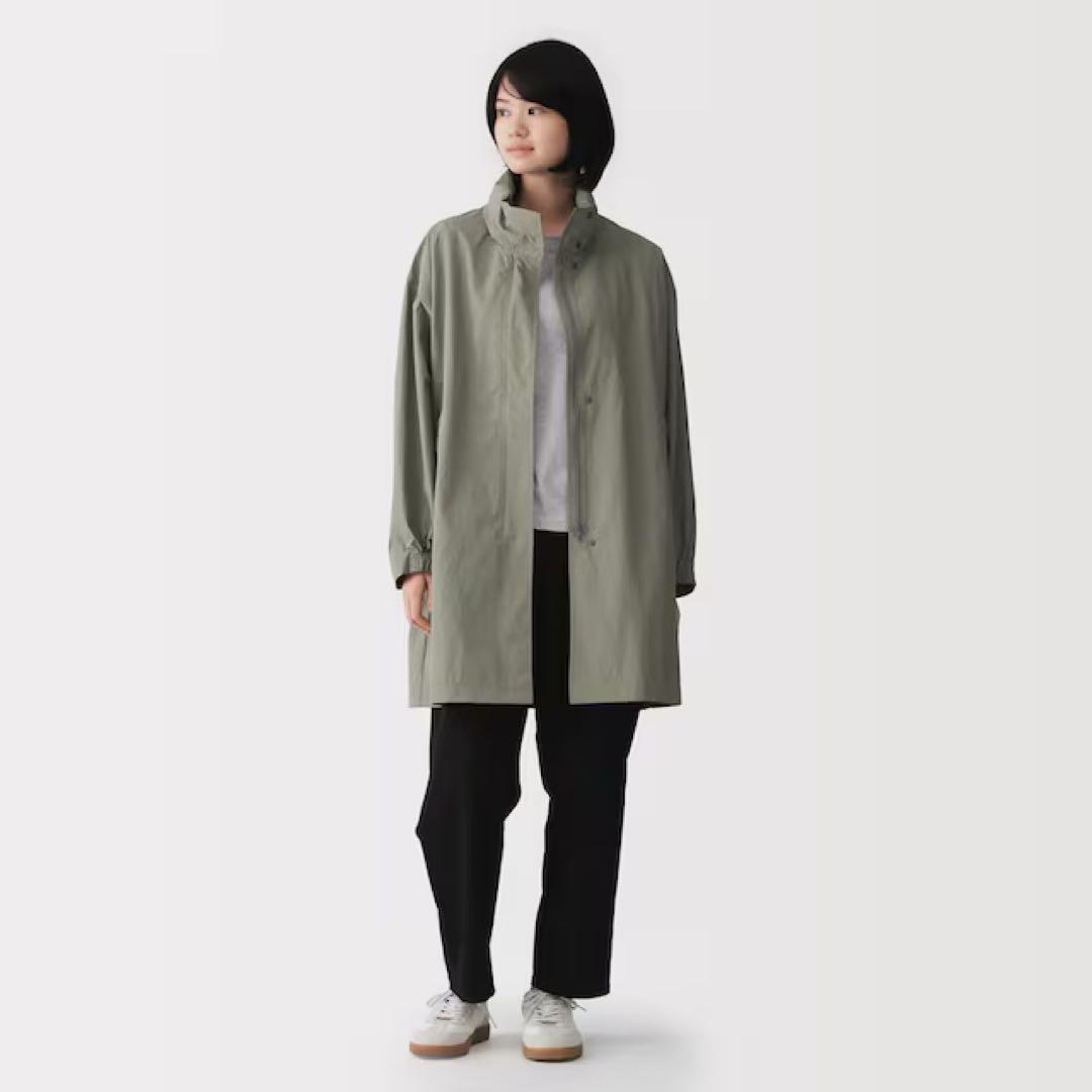 無印良品 MUJI　撥水ＵＶカットフードがしまえるロングコート　XL