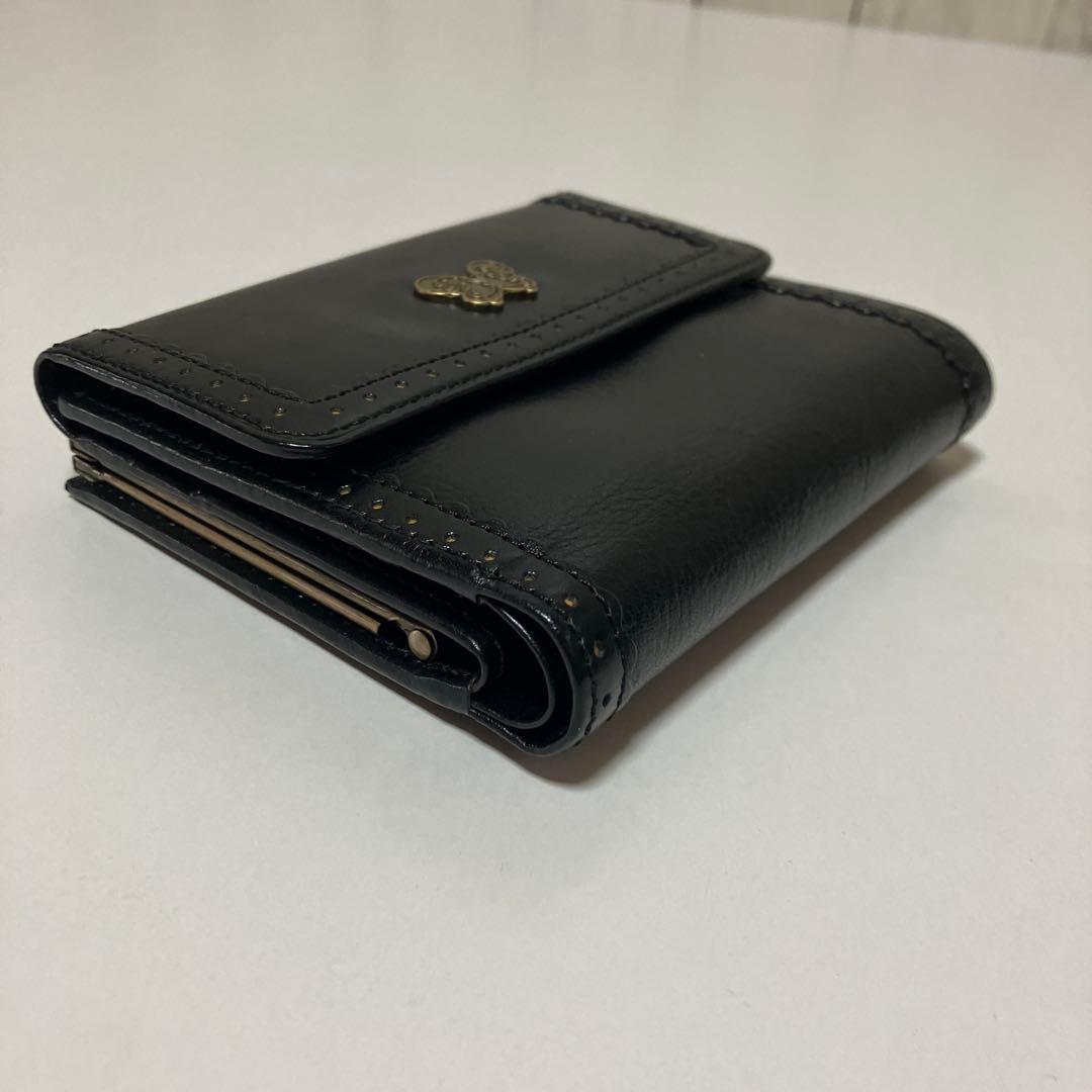 [美品]ヴィンテージANNA SUIがま口三つ折り財布ブラック