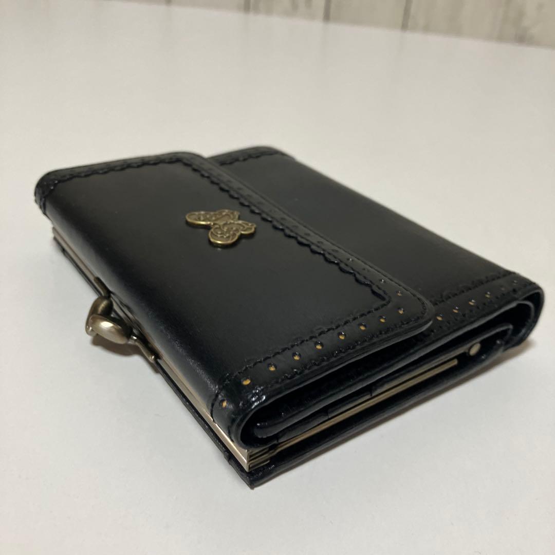 [美品]ヴィンテージANNA SUIがま口三つ折り財布ブラック