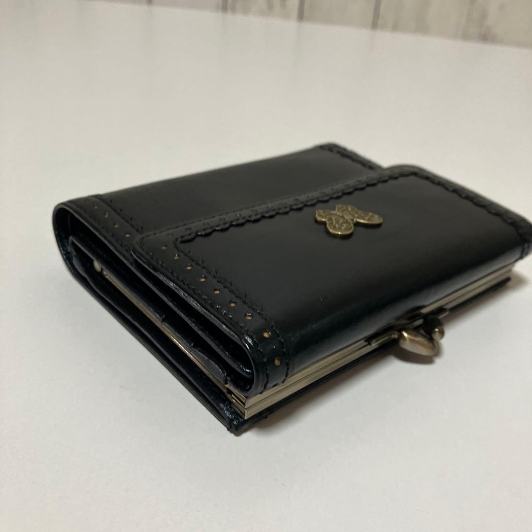 [美品]ヴィンテージANNA SUIがま口三つ折り財布ブラック