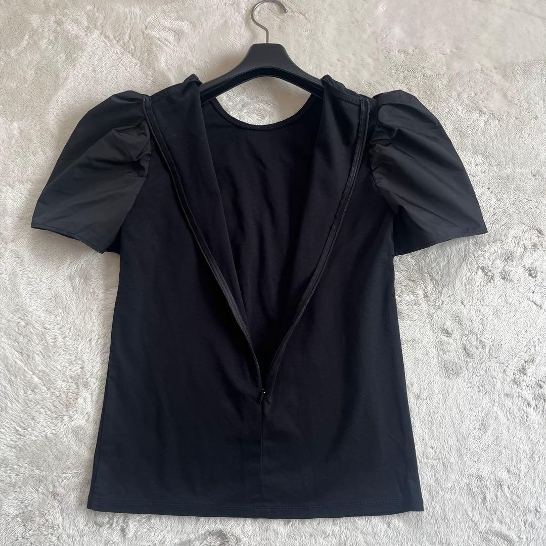 極美品✨ボーダーズアットバルコニー パフスリーブTシャツ　ロゴ 刺繍 黒　M