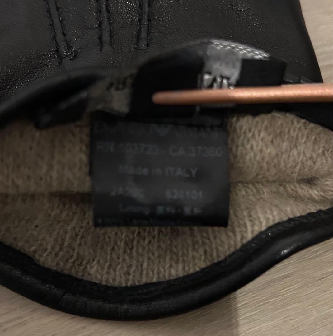 EMPORIO ARMANI ラムレザーグローブ メンズ M ブラック