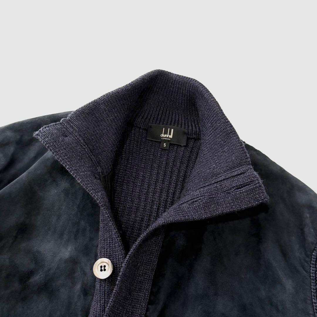 Dunhill ダンヒル カーフスエード ウール スタンドカラー ニットブルゾン