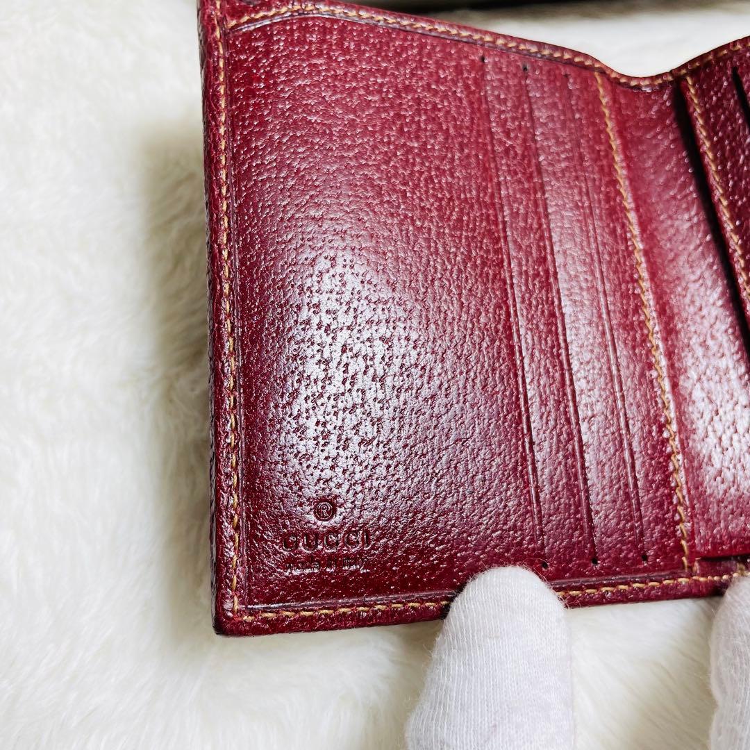 未使用級 正規品　GUCCIグッチ 2つ折り財布 レザーxキャンバス　大人気