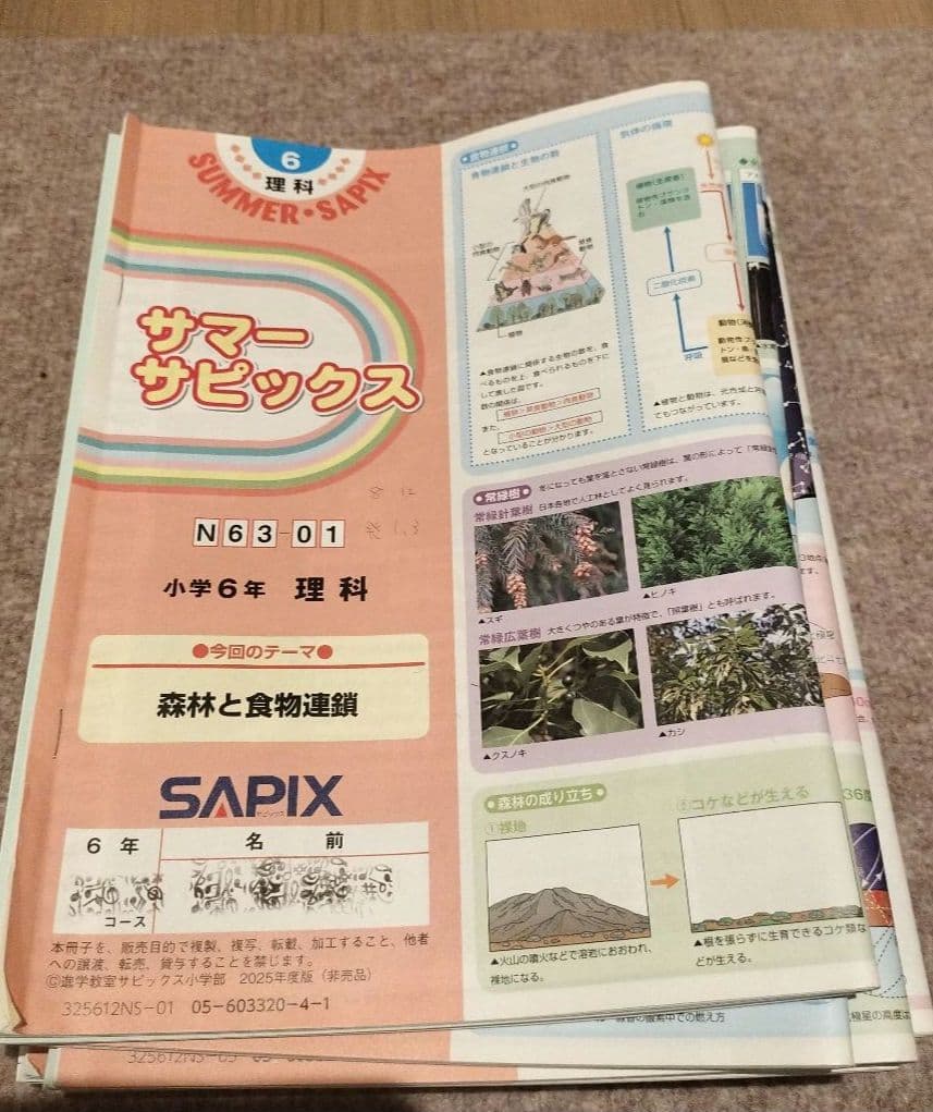 サピックス 小学6年 理科セット