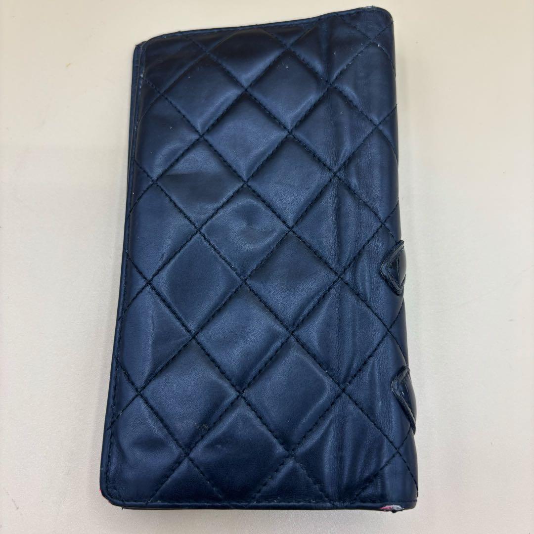 CHANEL カンボンライン 長財布 ピンク×ホワイト 正規品 シリアルあり