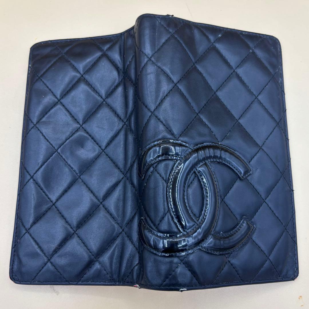 CHANEL カンボンライン 長財布 ピンク×ホワイト 正規品 シリアルあり