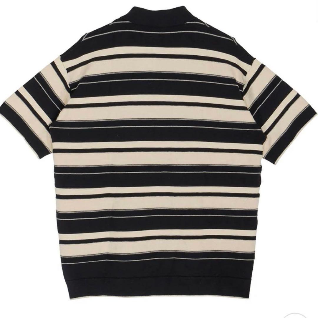 トップス Ameri MULTI BORDER LOGO KNIT POLO TOP
