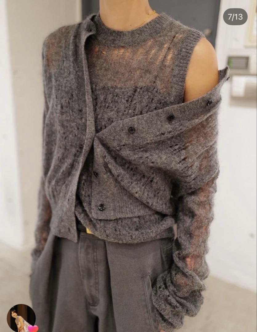 machatt クラッシュモヘアウール　カーディガン　ニット　セット
