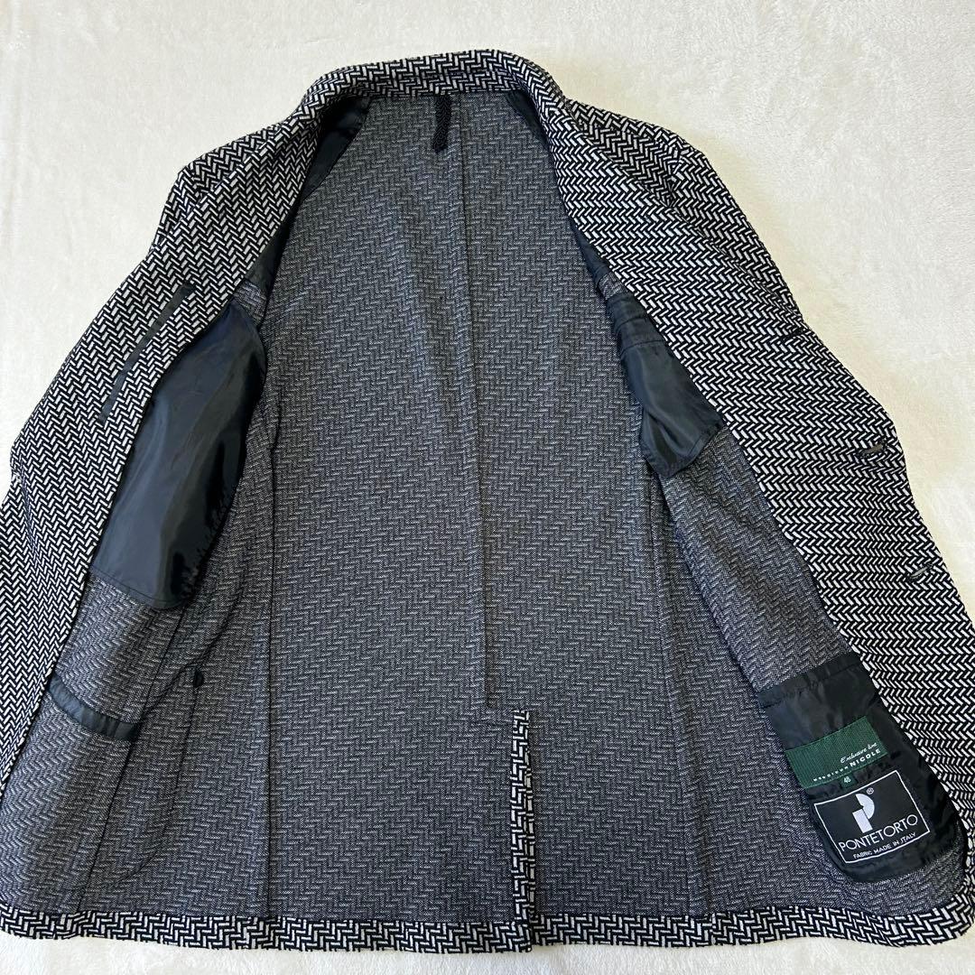 極美品 ムッシュニコル イタリア製生地 ストレッチ ジャージー ジャケット48黒