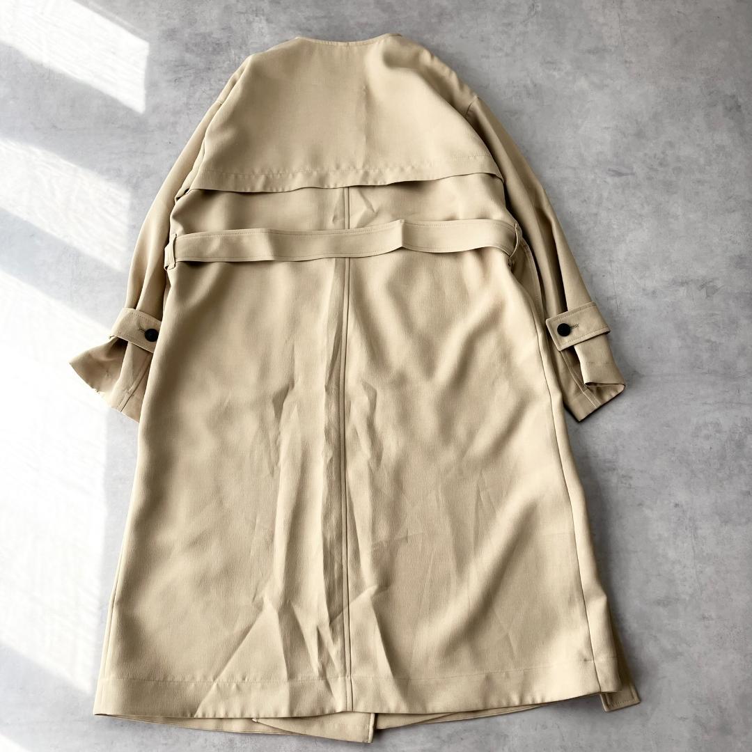 極美品✨　キャストコロン　ノーカラートレンチコート　ベージュ　880
