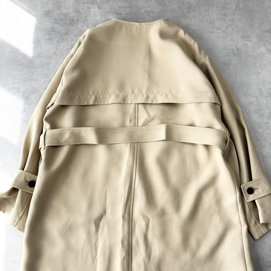 極美品✨　キャストコロン　ノーカラートレンチコート　ベージュ　880
