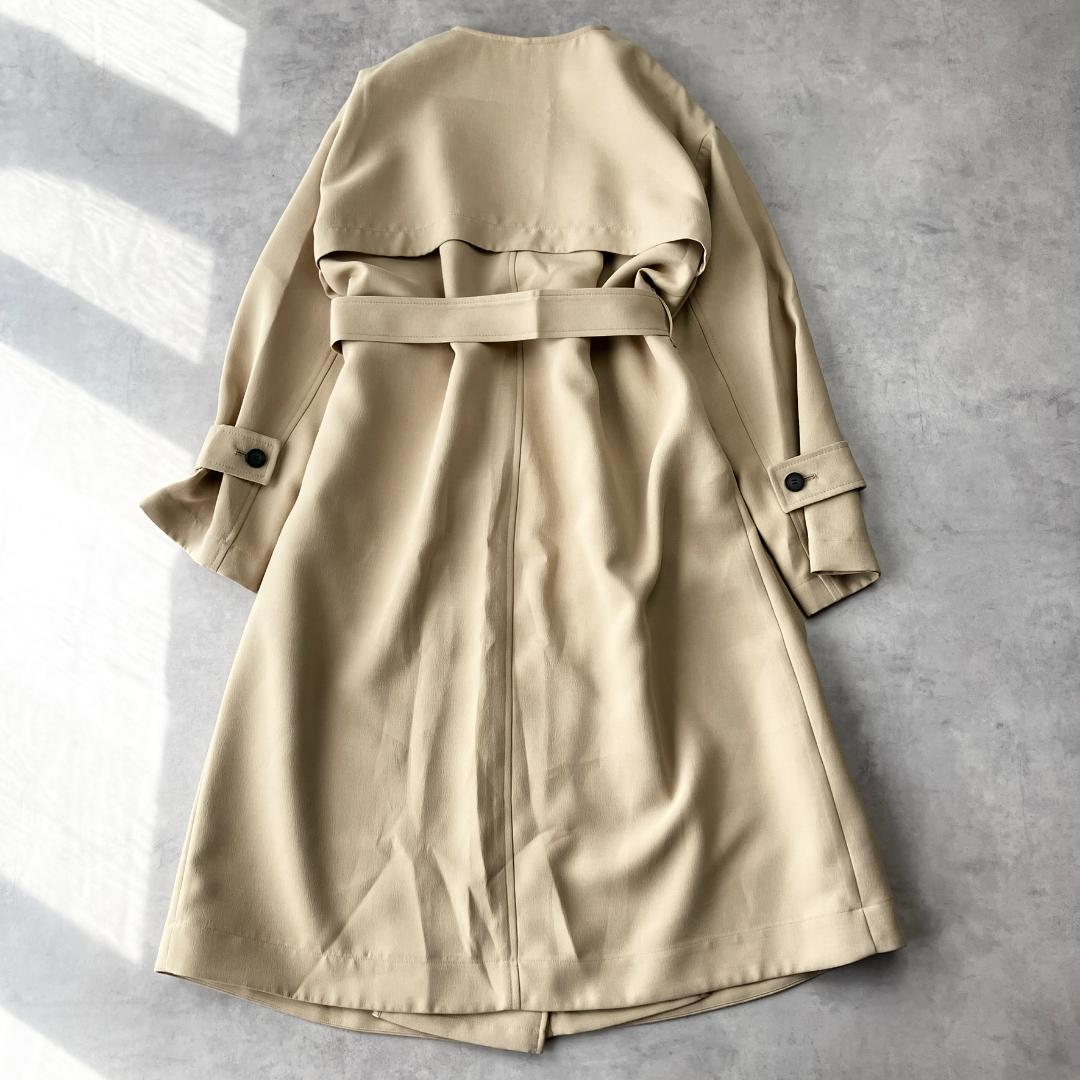 極美品✨　キャストコロン　ノーカラートレンチコート　ベージュ　880