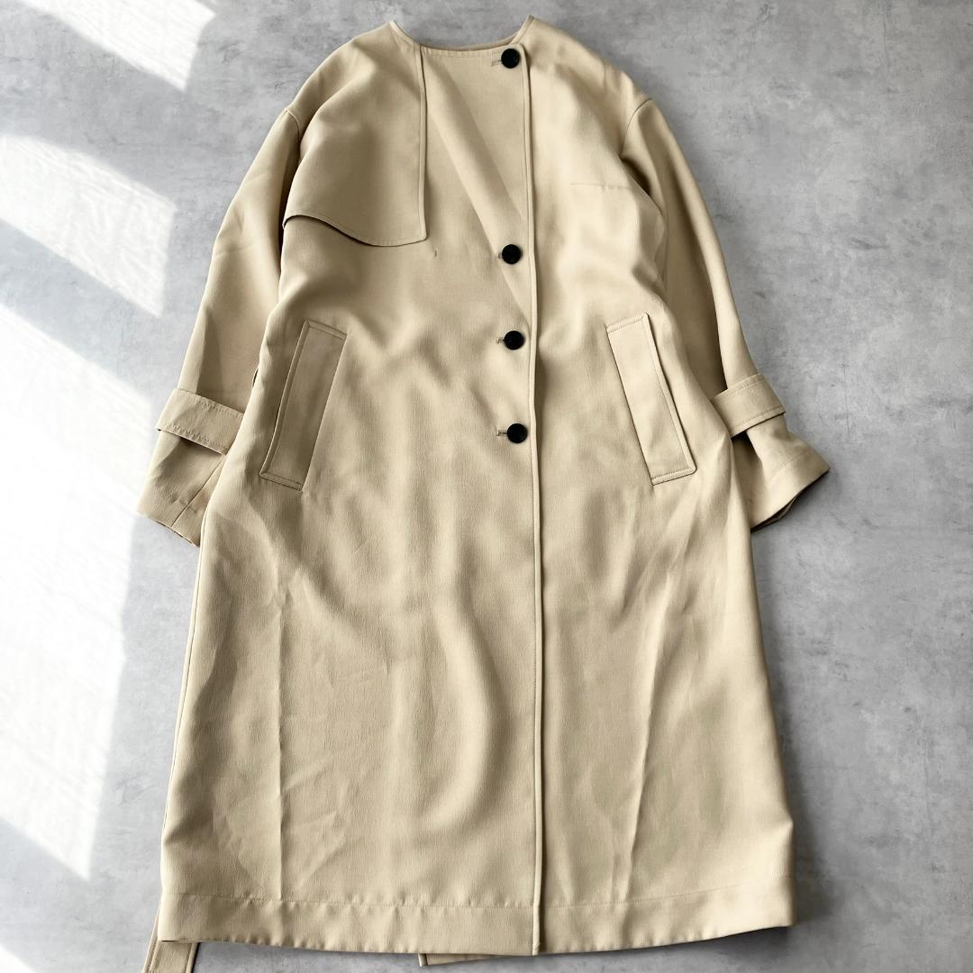 極美品✨　キャストコロン　ノーカラートレンチコート　ベージュ　880