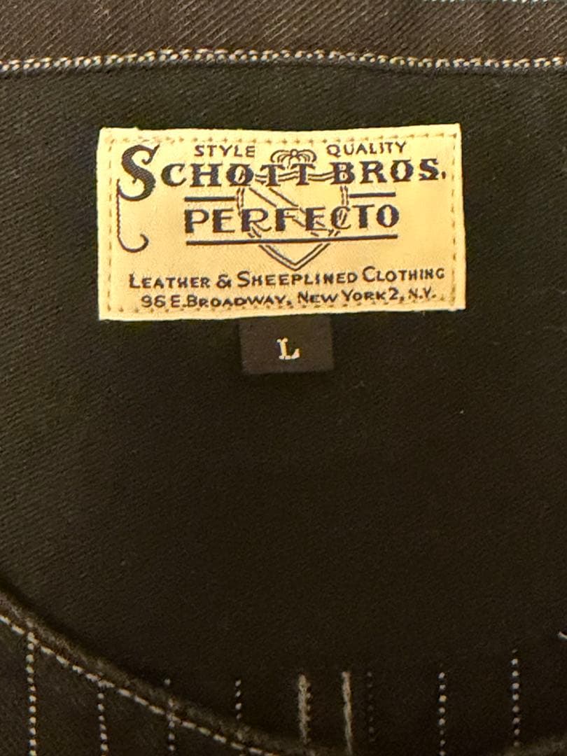 Schott ヒッコリーベスト ブラック Lサイズ