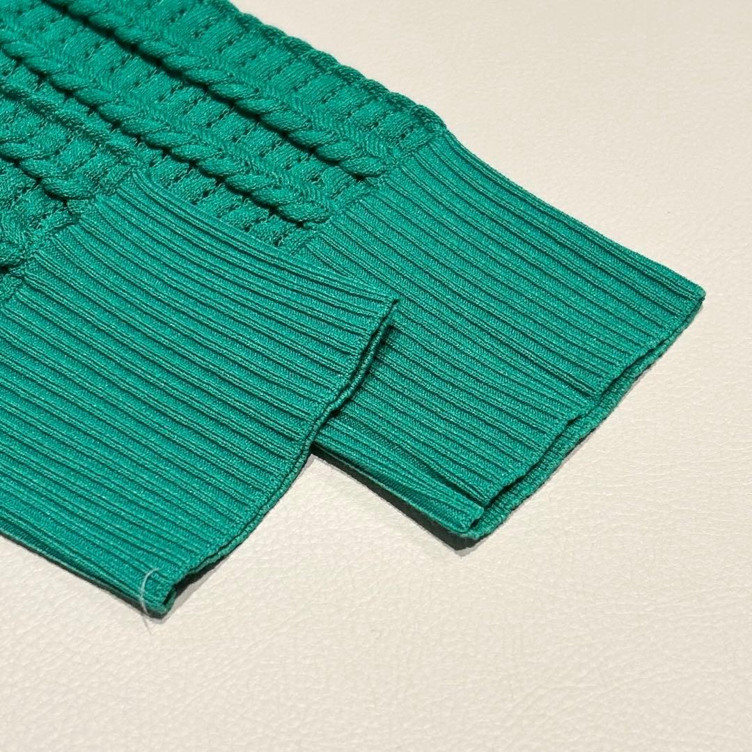 【美品】アナイ 変形ケーブルロングカーディガン アンサンブル グリーン