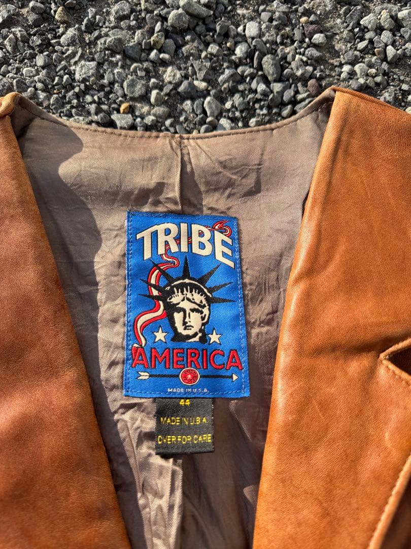【USA製TRIBE AMERICA レザーベスト 90s バッファローニッケル