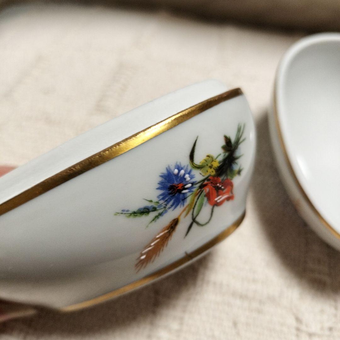 フランス　リモージュ　たまご形のトリンケットボックス 野の花