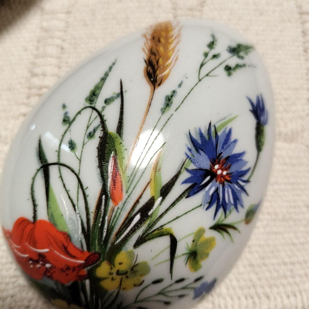 フランス　リモージュ　たまご形のトリンケットボックス 野の花