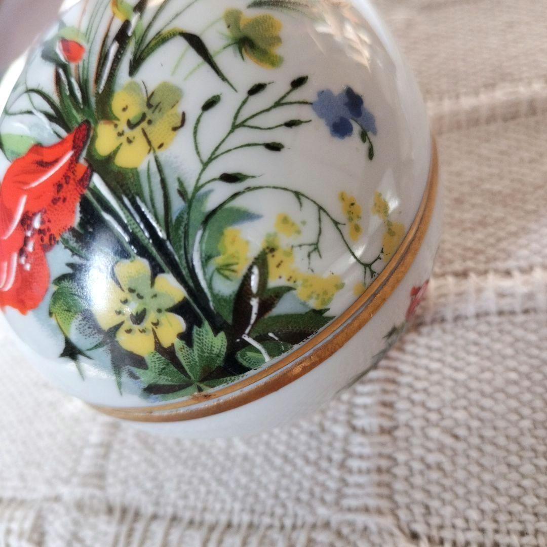 フランス　リモージュ　たまご形のトリンケットボックス 野の花