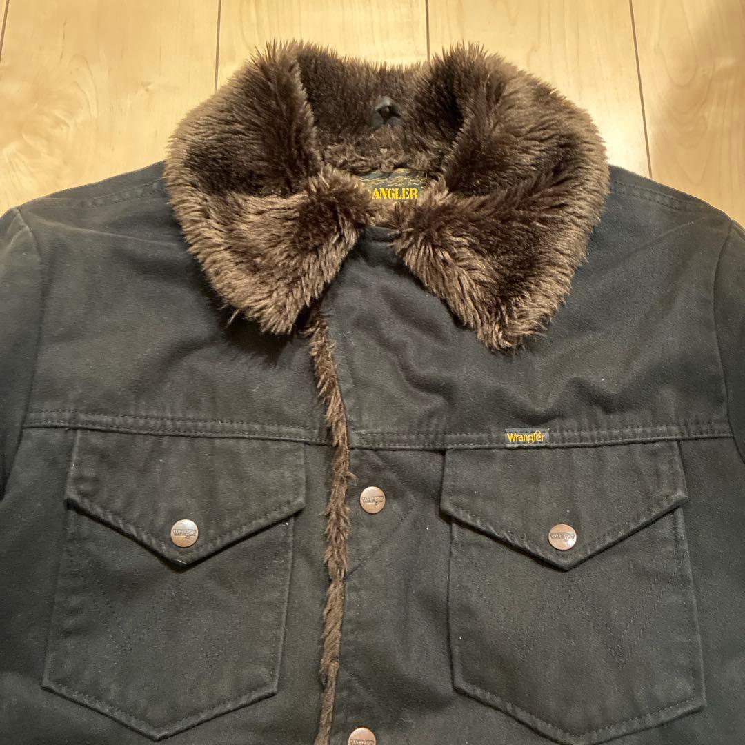 Wrangler ランチコート ブラック ファーブラウン Ｌ