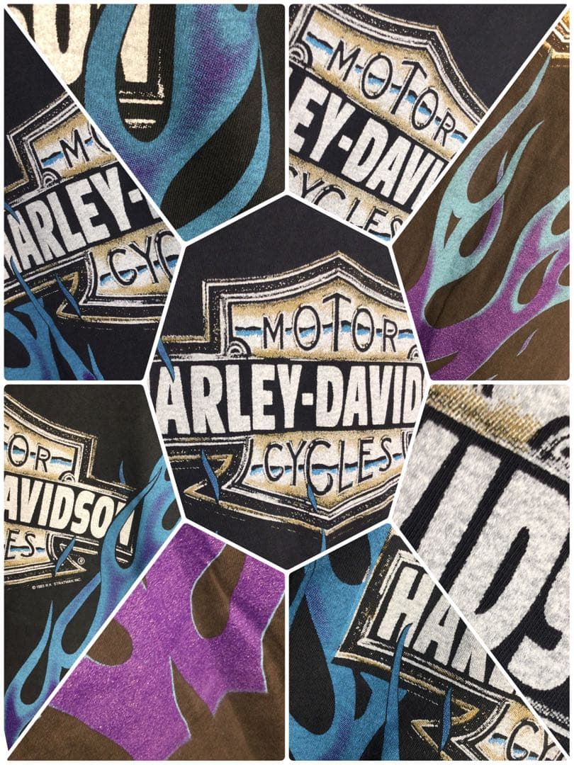 メンズブラック両面リプリント長袖Tシャツ By HARLEY-DAVIDSON