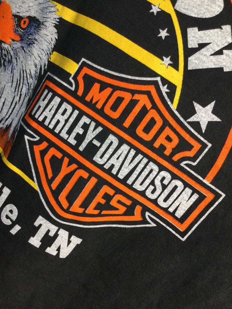 メンズブラック両面リプリント長袖Tシャツ By HARLEY-DAVIDSON