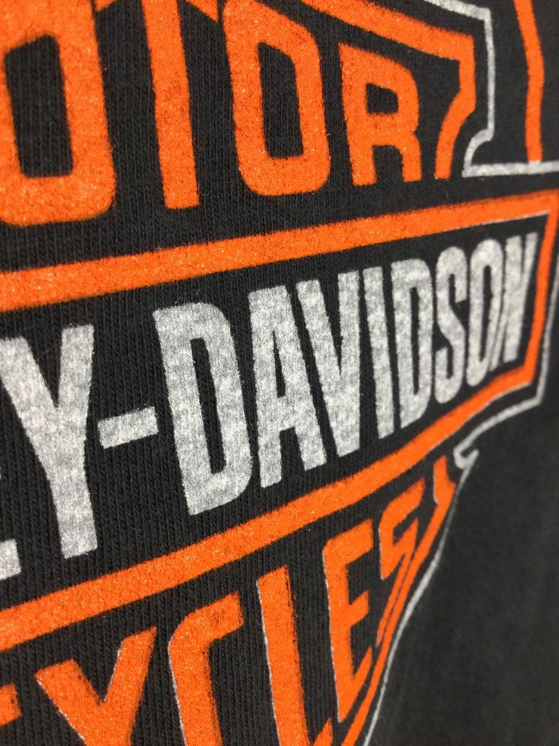 メンズブラック両面リプリント長袖Tシャツ By HARLEY-DAVIDSON
