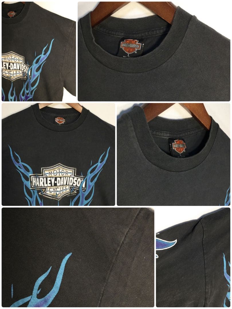 メンズブラック両面リプリント長袖Tシャツ By HARLEY-DAVIDSON