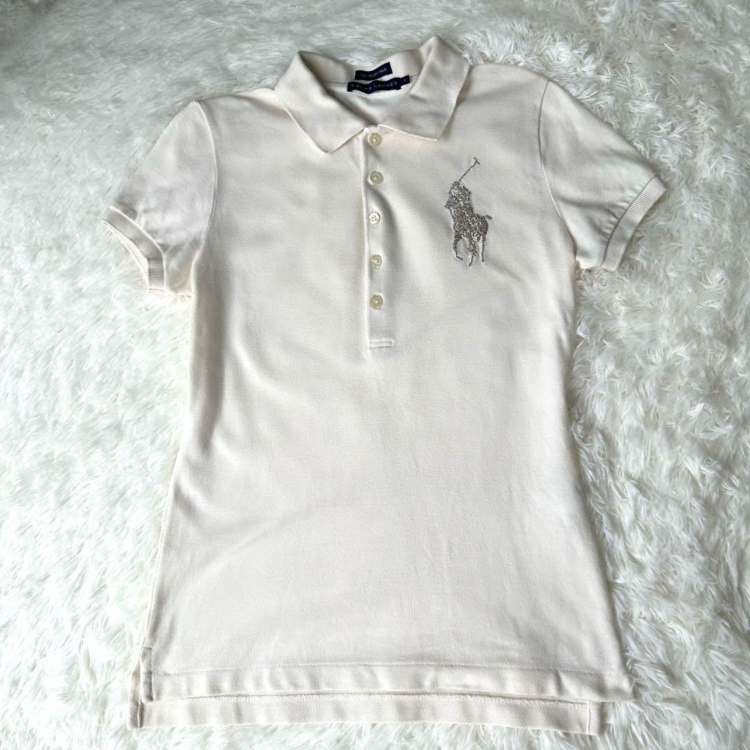 ビッグポニー✨【Ralph Lauren】ポロシャツ ラインストーン　アイボリー