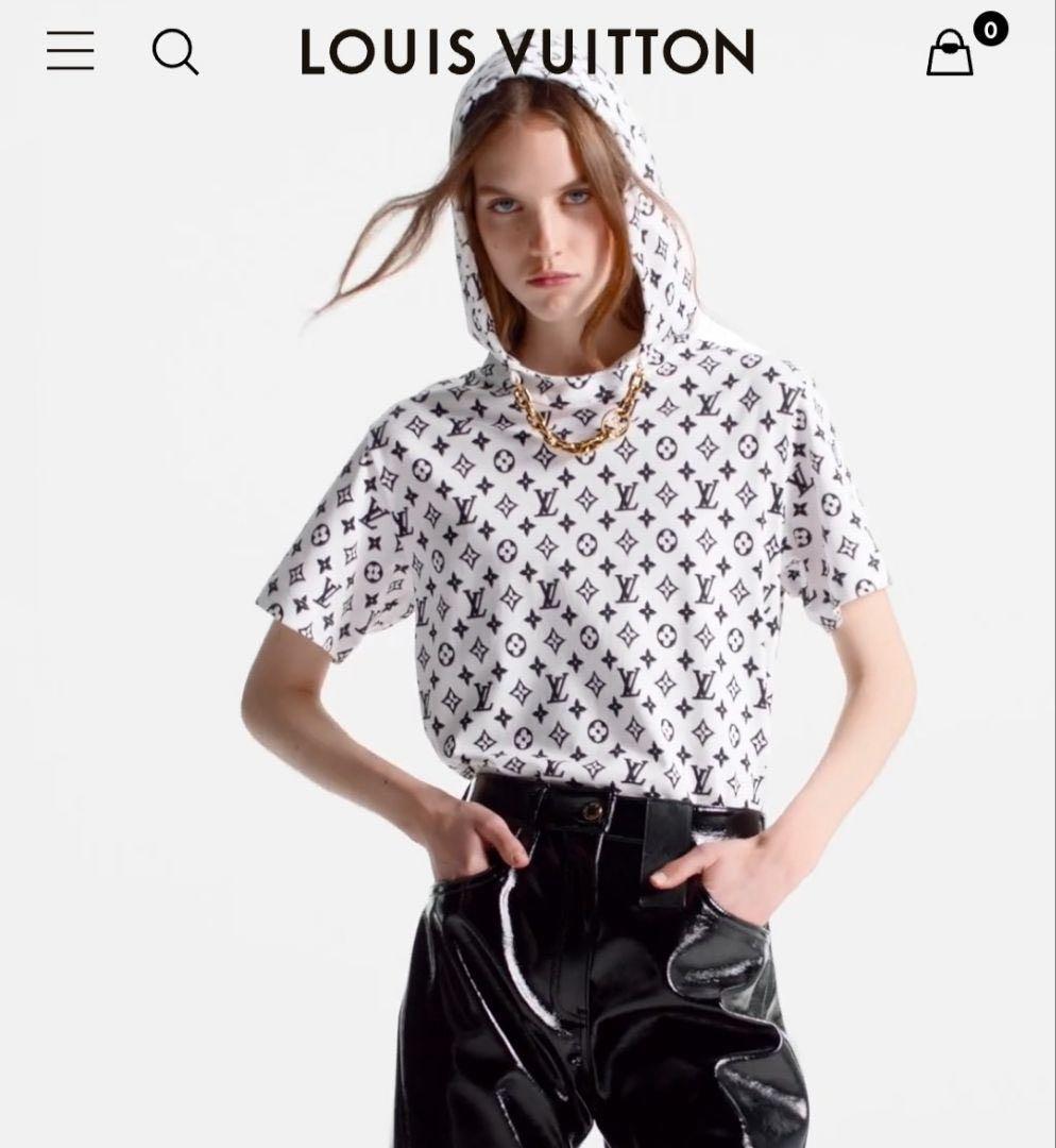 VUITTON 2023 モノグラム総柄 フード付きTシャツ LVチェーン
