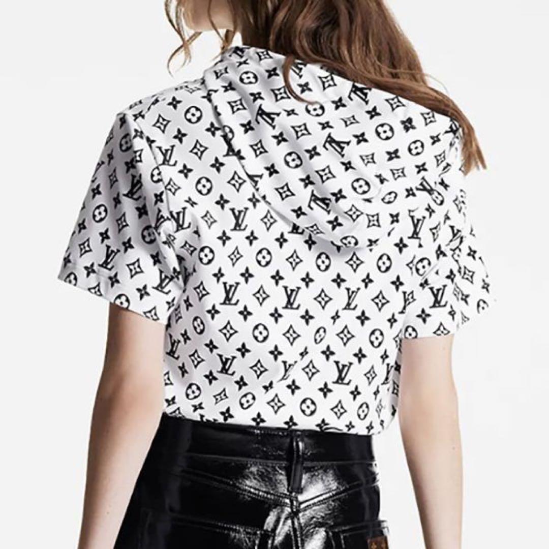 VUITTON 2023 モノグラム総柄 フード付きTシャツ LVチェーン