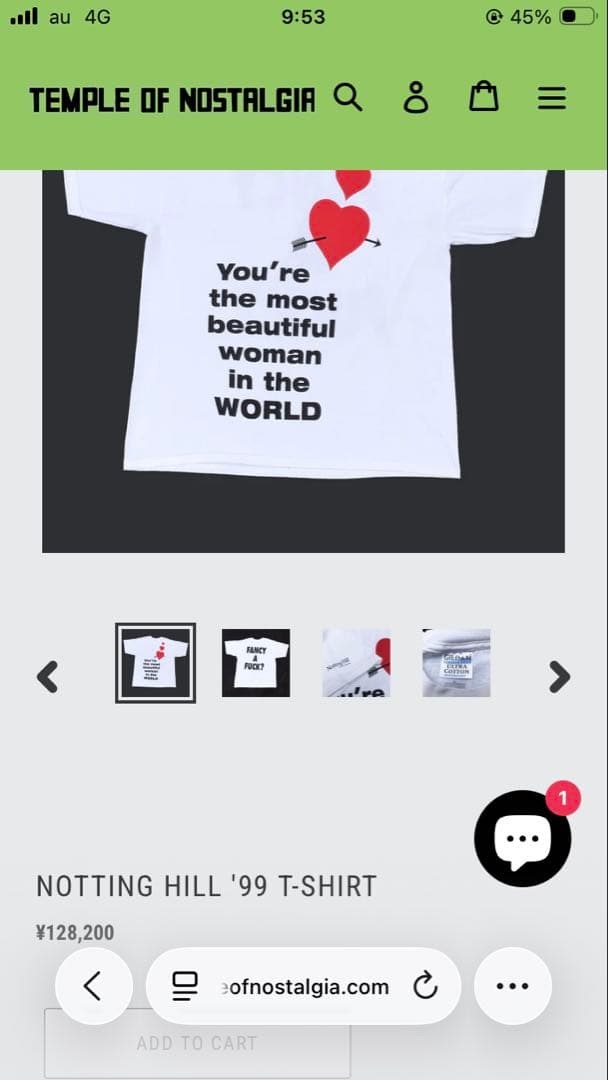 movie tee 「ノッティングヒルの恋人」　90s