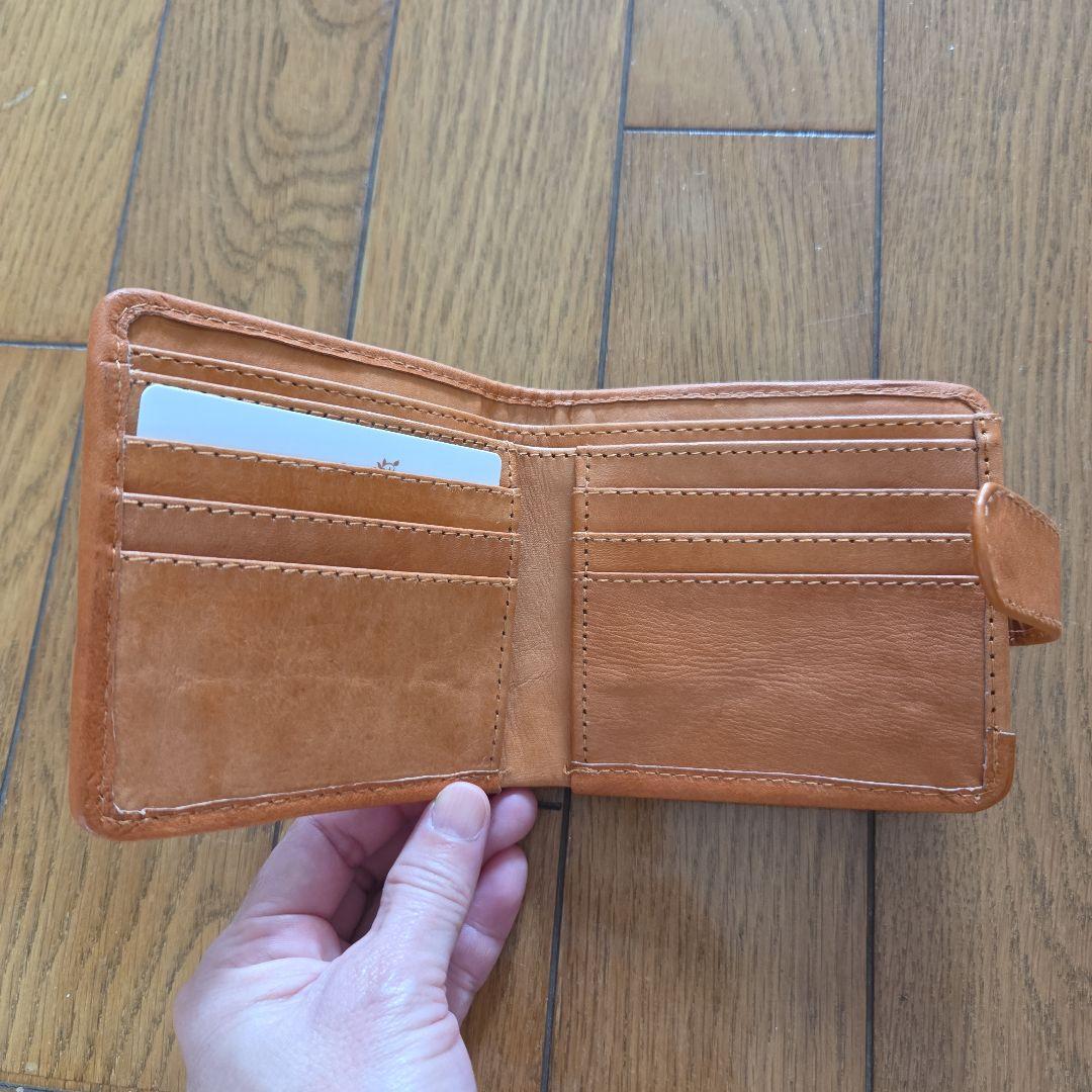 レザー 編み込み 二つ折り財布