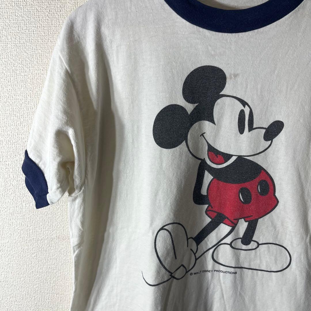 70s usa ビンテージ　ディズニー　オフィシャル　リンガーtシャツ ミッキー