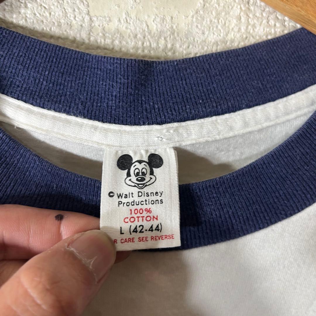 70s usa ビンテージ　ディズニー　オフィシャル　リンガーtシャツ ミッキー