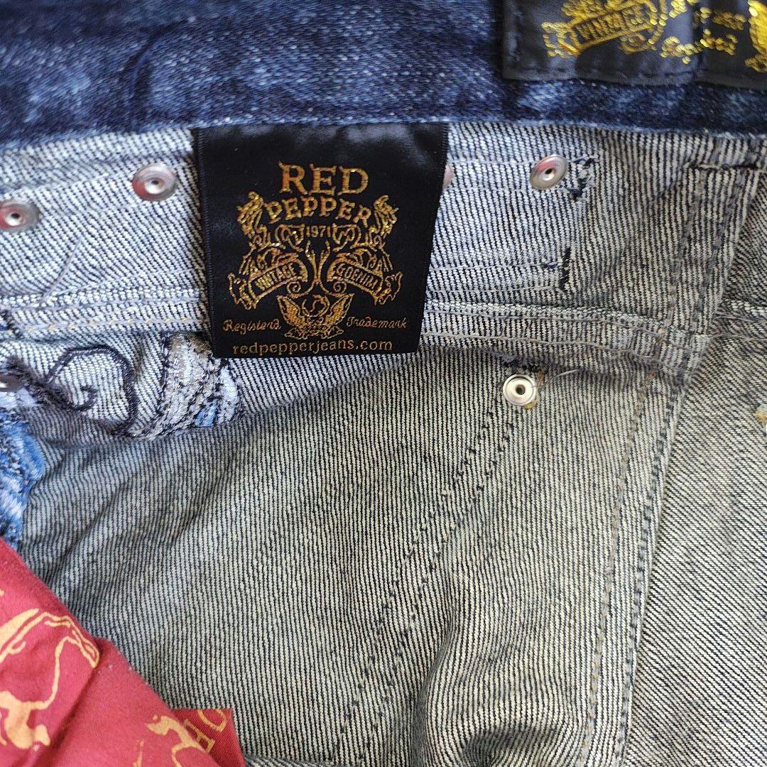 【希少】レッドペッパー デニム 25 蝶バタフライ刺繍 ローライズ Y2K