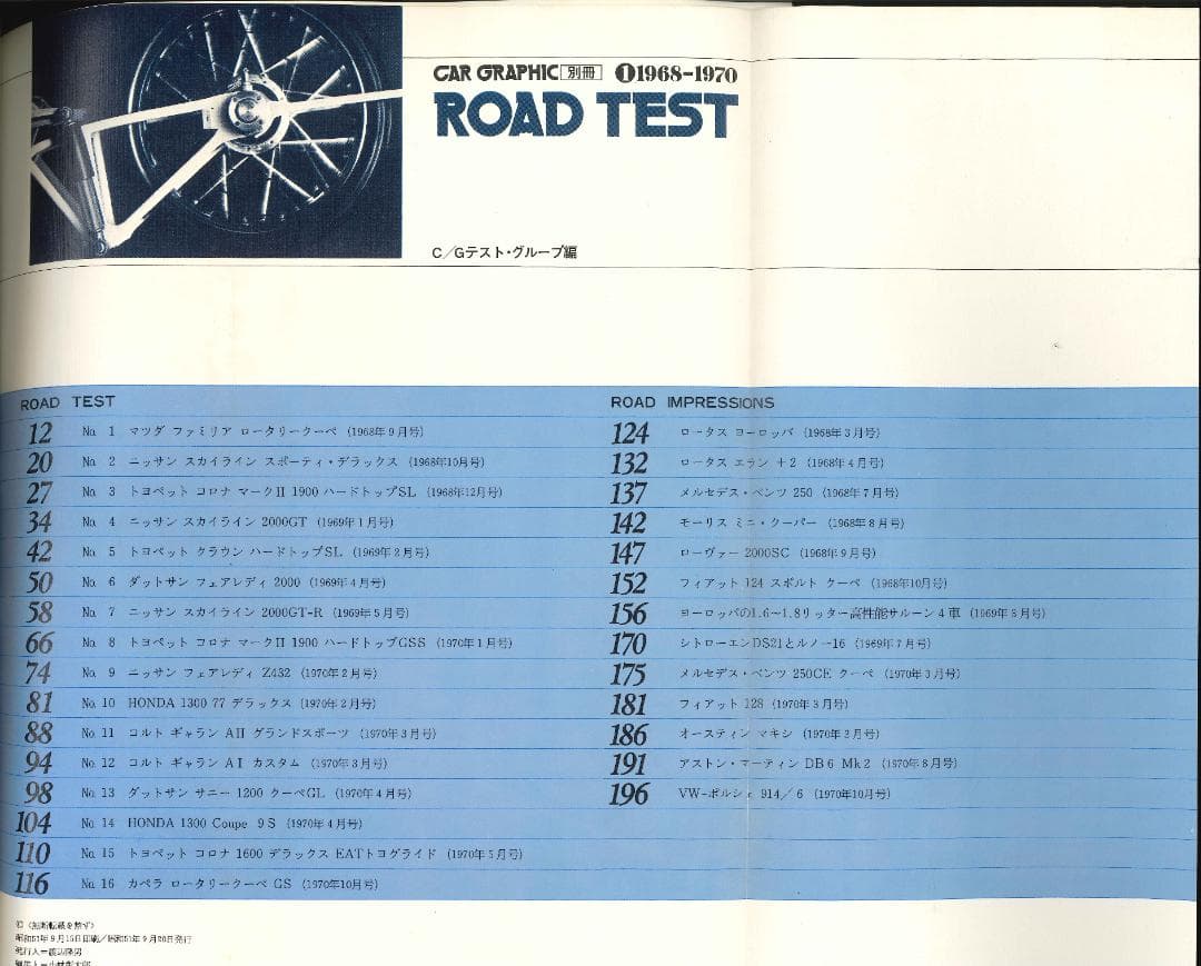 CAR GRAPHIC　ROAD TEST 1968-1978 全8巻