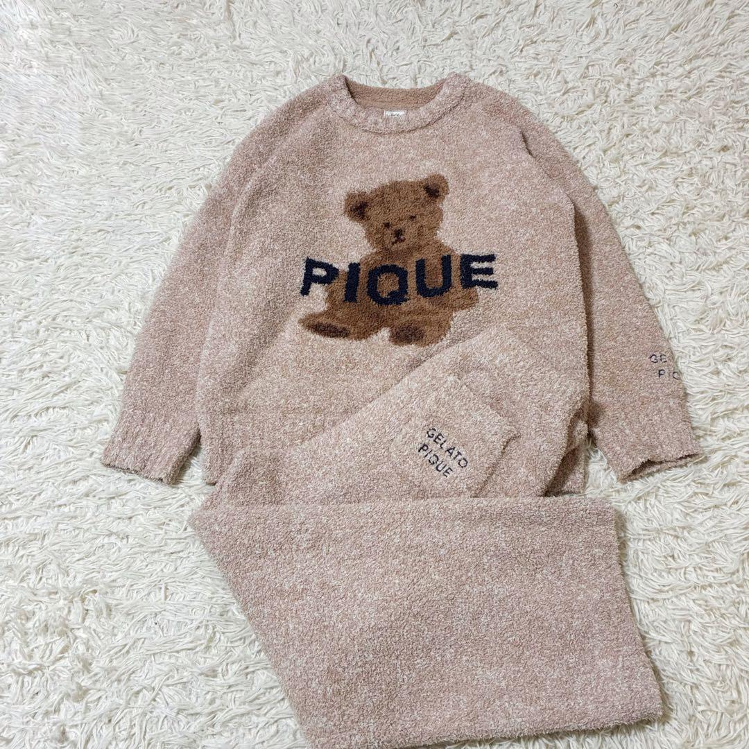 【美品】ジェラピケベアルームウェアgelato pique ベージュ上下セット