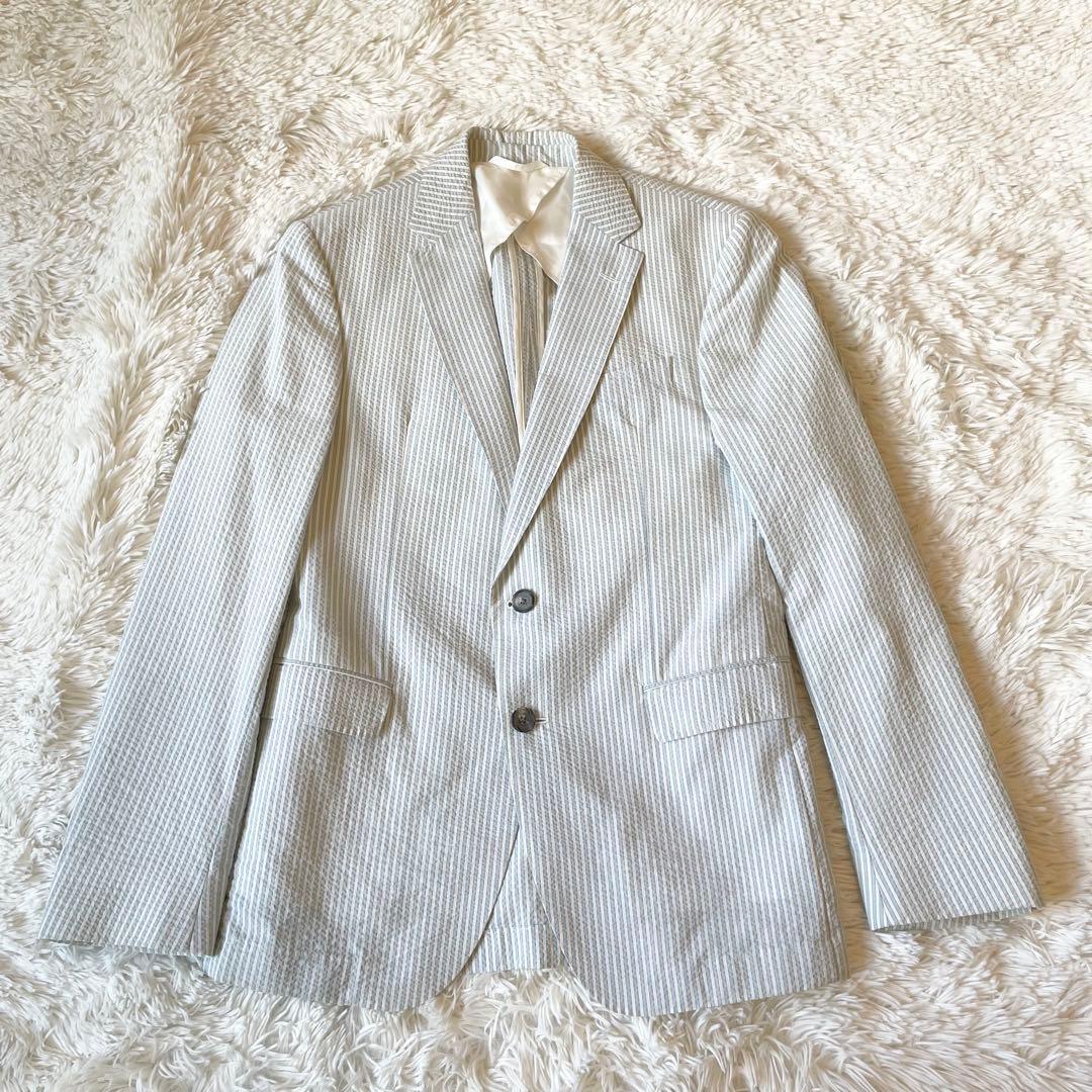 未使用 HUGO BOSS テーラードジャケット ストライプ シアサッカー 44