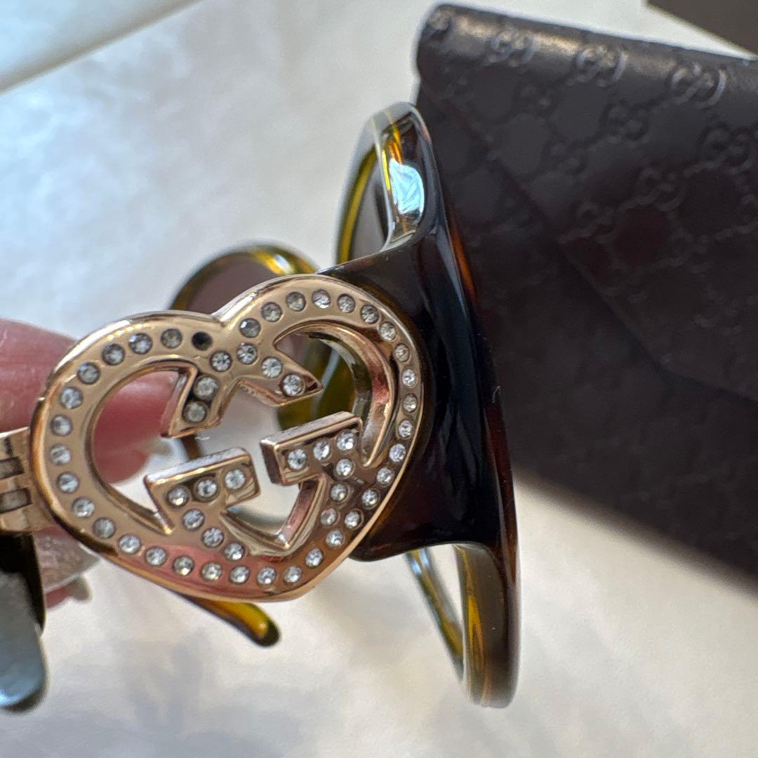 GUCCI ブラウングラデーション サングラス　GGマーク　ラブリーハート