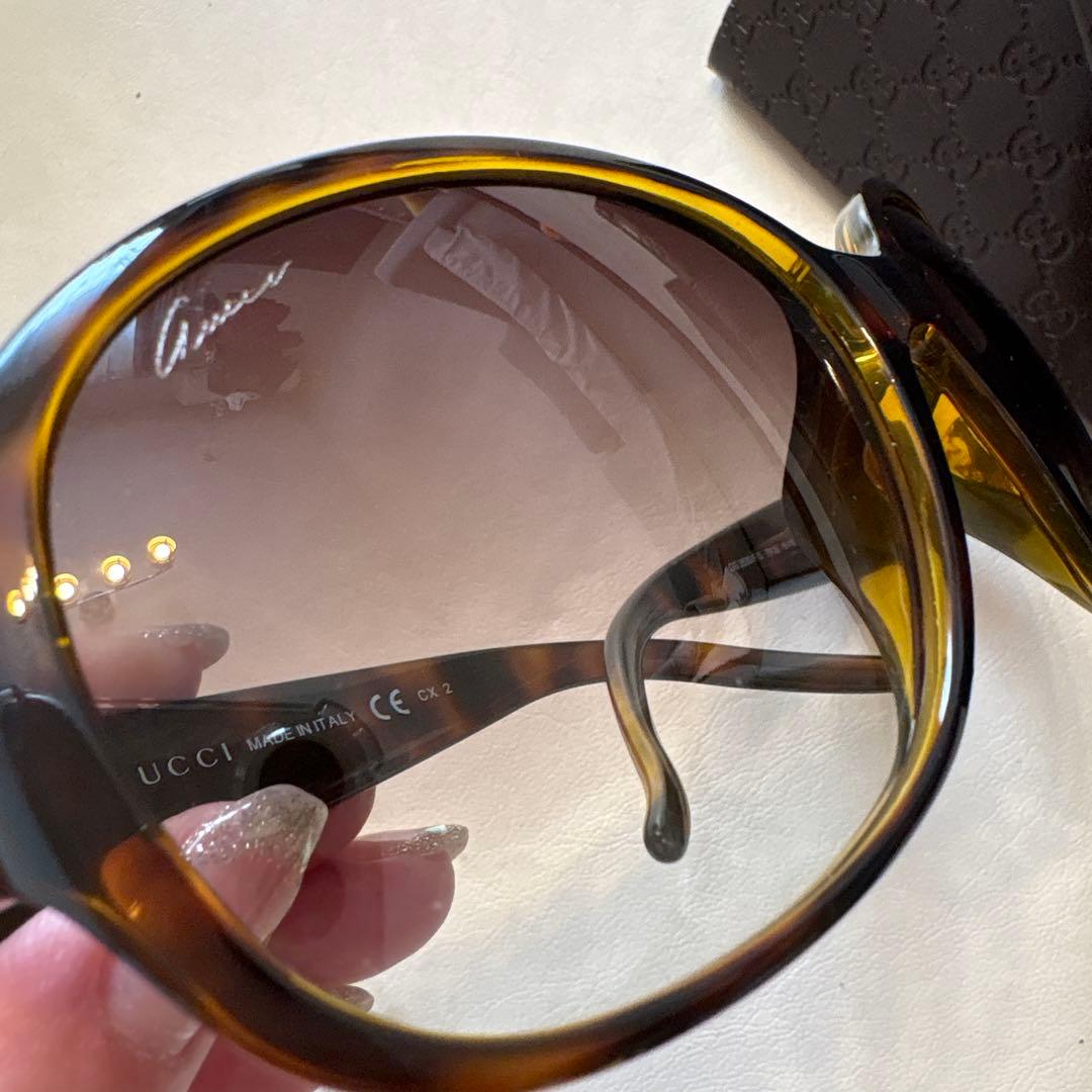 GUCCI ブラウングラデーション サングラス　GGマーク　ラブリーハート